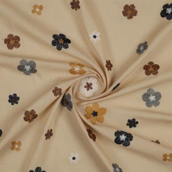 Cotton voile Embroidery Flowers, Sand