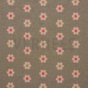 Jersey glitter flowers Taupe
