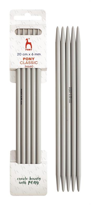Pony strømpepinde,  6,00mm, 20 cm