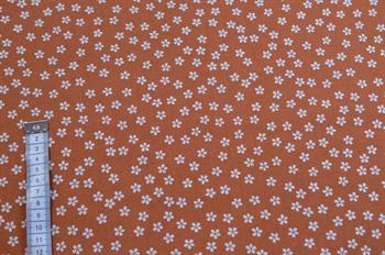 Økotex Bomuld Poplin m/blomster rustbrun