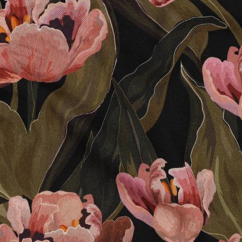 Canvas digital Flowers, Black