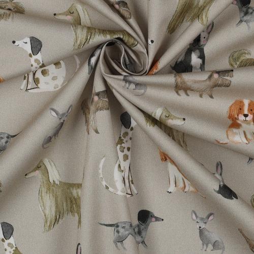 Fine poplin digital Dogs, Sand