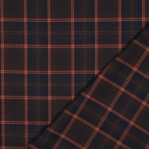 Tartan check, Navy/Brown/Camel
