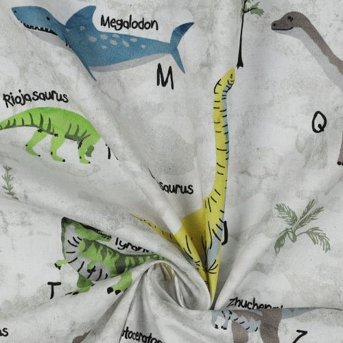 Fine poplin Digital Dinosaurs, Off white