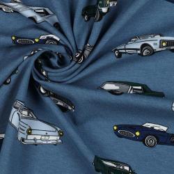 Økotex bomulds jersey, Classic cars, Blue