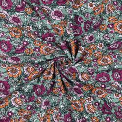 Økotex bomulds jersey Flowers, Green