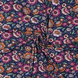 Økotex bomulds jersey Flowers, Navy