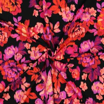 Økotex bomulds jersey Flowers, Black