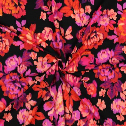 Økotex bomulds jersey Flowers, Black