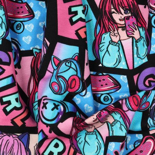 Økotex bomulds jersey Manga, Multicolour