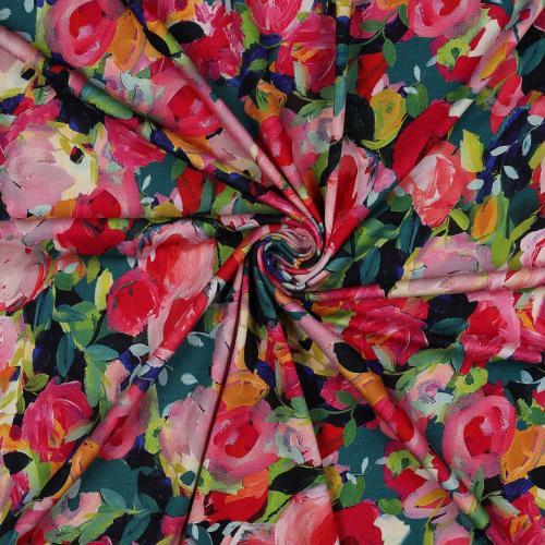 Viscose jersey Digital Flowers, Pink