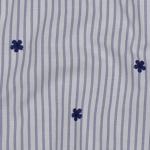 Cotton stripe Flowers, Dark Cobalt