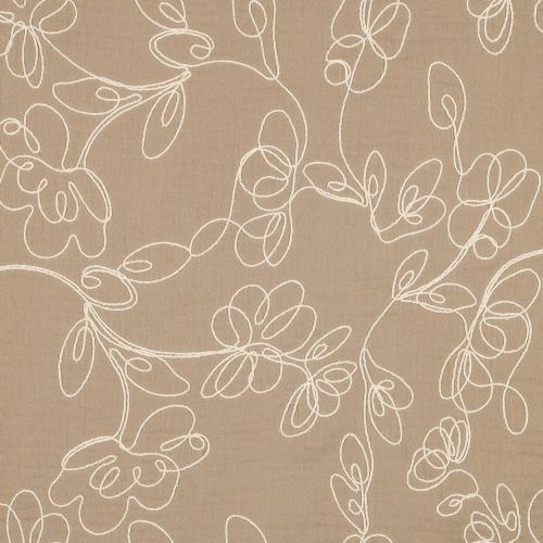 Double gauze Embroidery Flowers, Beige