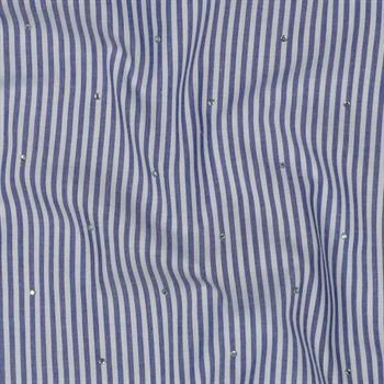 Cotton yarn dyed stripes with studs, Blue