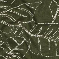 Linen viscose Embroidery Leaves
