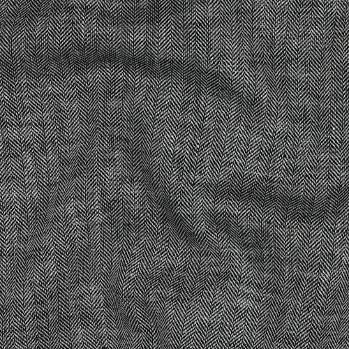 Linen cotton Herringbone, Black
