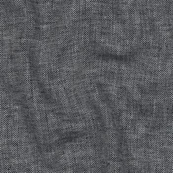 Linen cotton Herringbone, Navy
