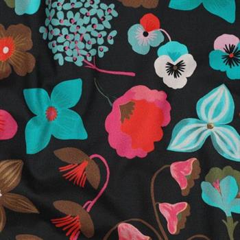 Fine poplin Digital Meadow Flower Nerida Hansen, Jet black