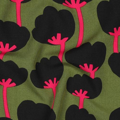 Økotex viscose Poppies Nerida Hansen, Moss green