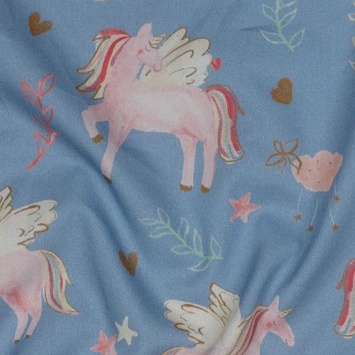 Fine poplin Digital Unicorns, Light blue