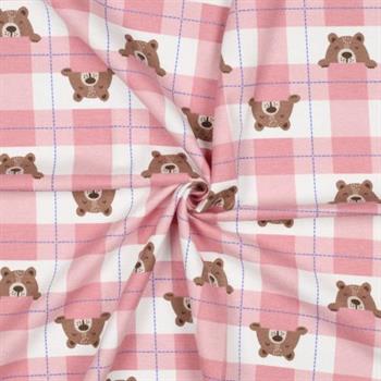 Flannel Bear check, Light pink