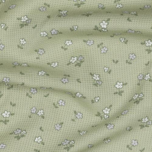 Waffel jersey Flowers, Sage