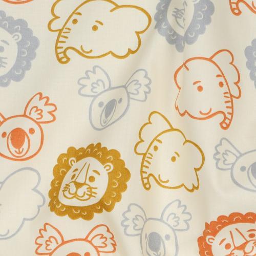 Fine poplin Safari animals, Ecru