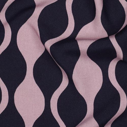 Viscose abstract, Navy/Mauve