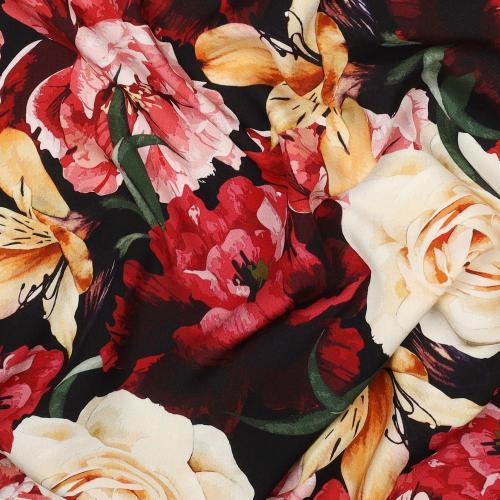 Viscose digital Flowers, Black