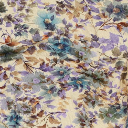 Viscose jersey Digital Flowers, Sand