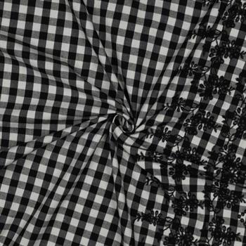 Cotton checks one-side border, Black/white