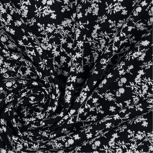 Viscose små blomster, Black