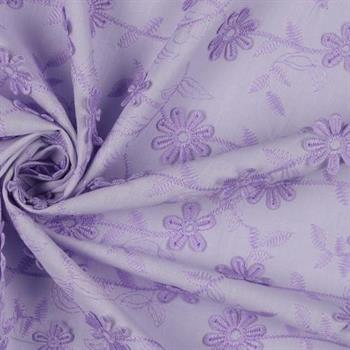 Cotton voile embroidery, Lilac