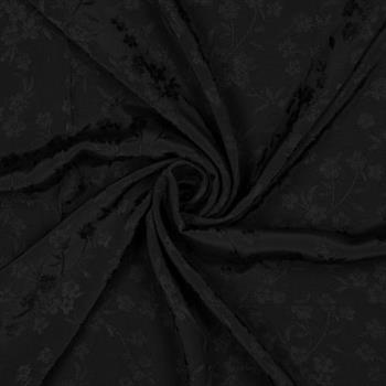 Viscose jacquard Flowers, Black