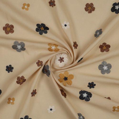 Cotton voile Embroidery Flowers, Sand