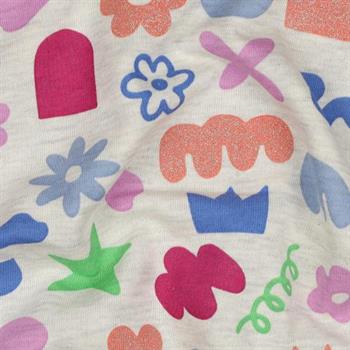 Sweat melange glitter Doodle shapes, Ecru