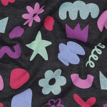 Sweat melange glitter Doodle shapes, Indigo