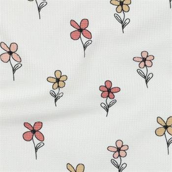 Waffle jersey Flowers, Bordeaux