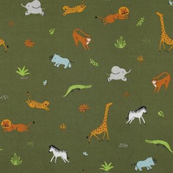 Poplin Gots Animals, Army green