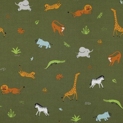 Poplin Gots Animals, Army green