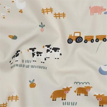 Fine poplin Farm animals, off-white