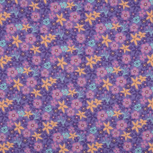 Fine poplin Flowers and Unicorns, Lavender