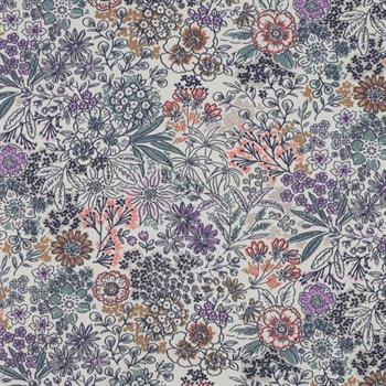 Fine Poplin Digital Flowers, Off-white