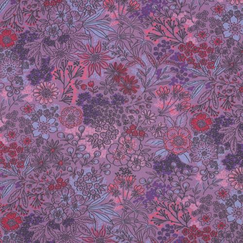 Fine poplin digital Flowers, Lavender