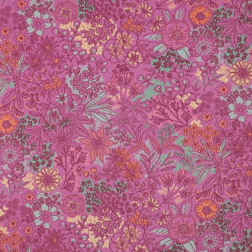 Fine poplin digital Flowers, Fuchsia