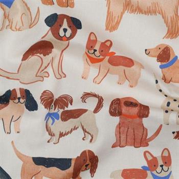 Fine poplin digital Dogs, Off-white