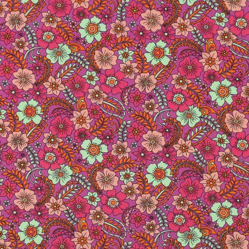 Fine poplin flowers, Fuchsia