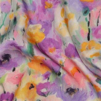 Viscose Satin Digital Flowers, Lavender
