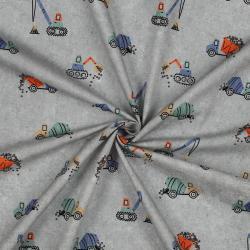 Fine poplin Digital work vehicles, Light grey