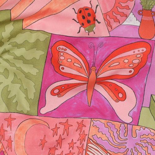 Fine poplin Little ceatures, Bright pink, Nerida Hansen